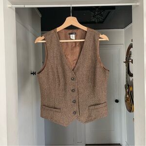 J Crew brown tweed waistcoat vest size 10 medium